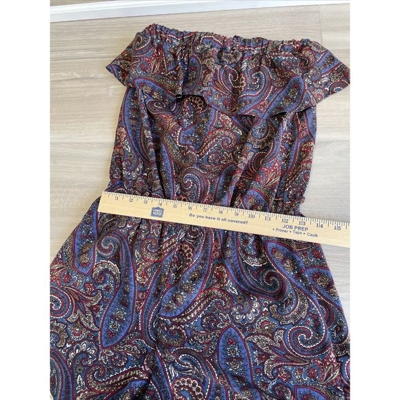 Gianni Bini Shorts Romper navy blue maroon paisley One Piece Womens Sm made USA‎ - Picture 3 of 8